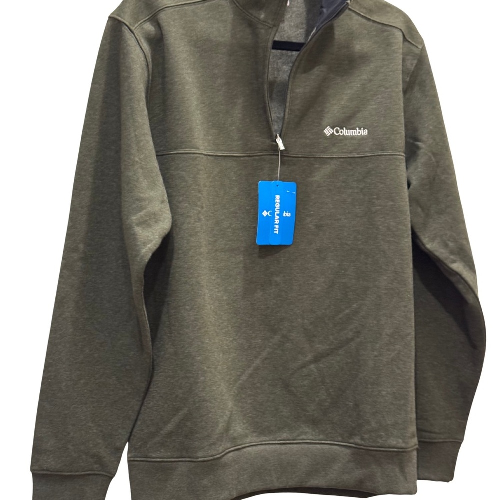 Columbia Green Zip Up Sweater with Fleece Texture Sz Small NWT